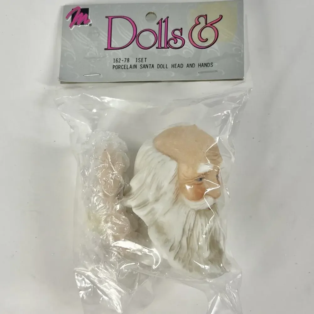 Vintage 1993 Mangelsen's Porcelain SANTA CLAUS Doll Head & Hands Set 3